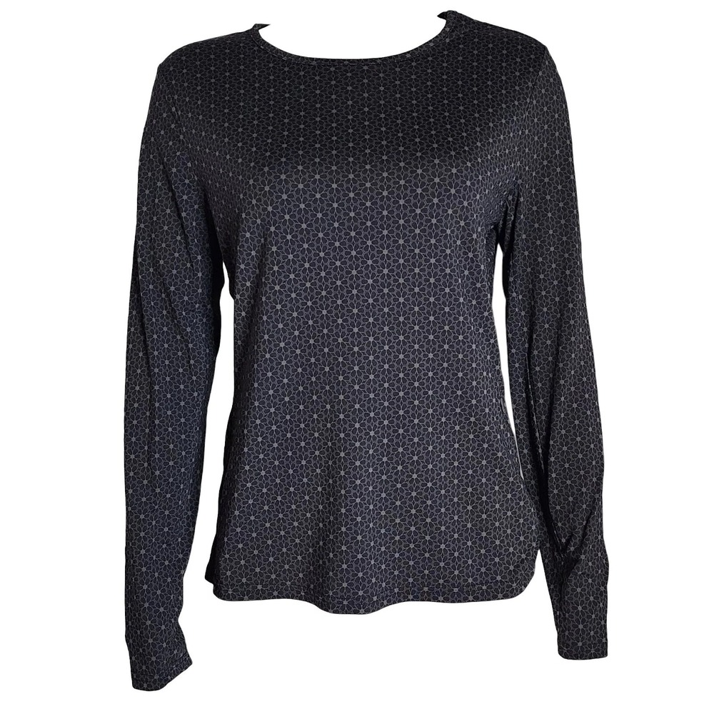 Hang Ten Top Womens M Medium Sun Protection Modesty Gray Black Floral Geometric